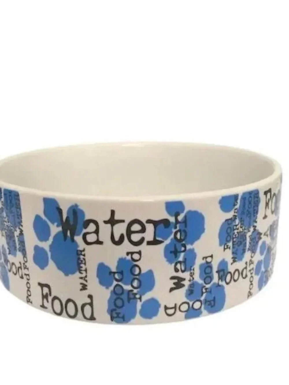 Medium Ceramic Dog Bowl with Blue Paws